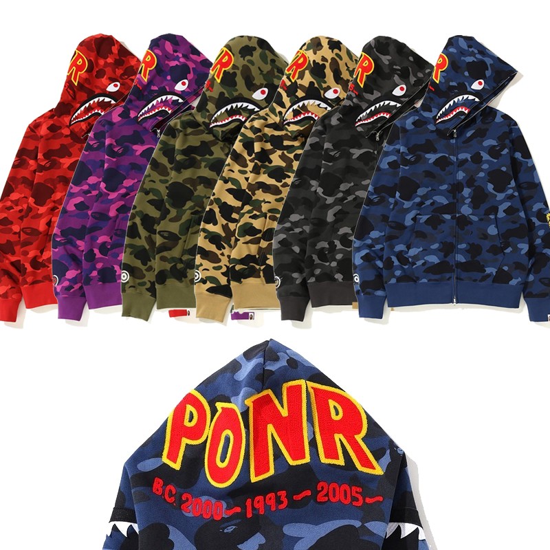 PONR x Bape Union Hoodie 6 Colors Red Purple Army Green Yellow Black Blue M~3XL B51XC836